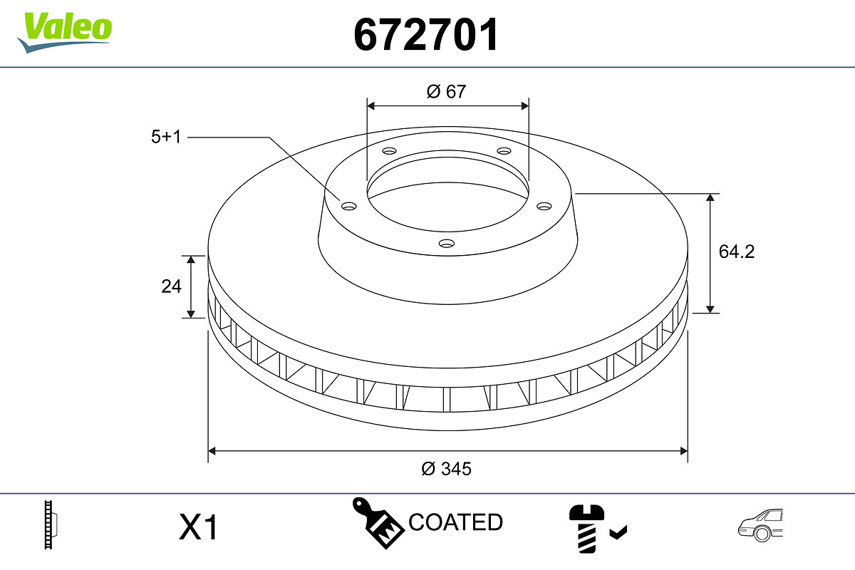 VALEO 672701 Bromsskiva